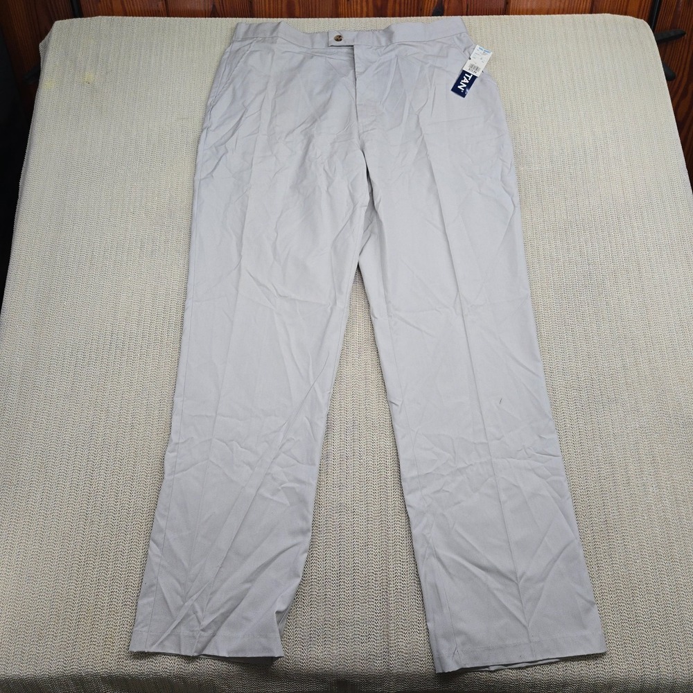 Vintage Puritan Chino Pants Mens 40x34 Gray Straight Flap Pockets Deadstock 90s